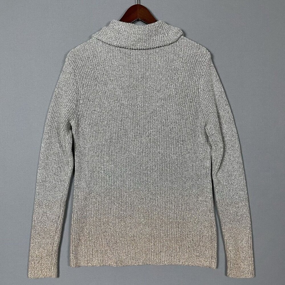 White House Black Market Silver Metallic Ombre Sweater Medium Cowl Neck Pullover - Picture 8 of 16